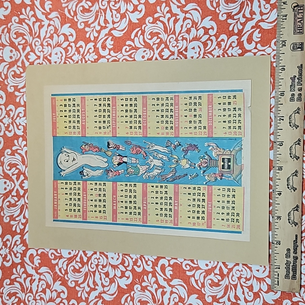1970 calendar page comic book